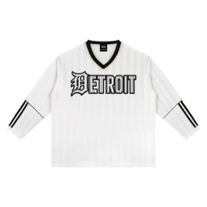 "DETROIT" Striped Soccer Jersey black/white