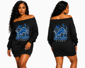 "Lions N The City" Curve-Sculpting Black Off-Shoulder Top