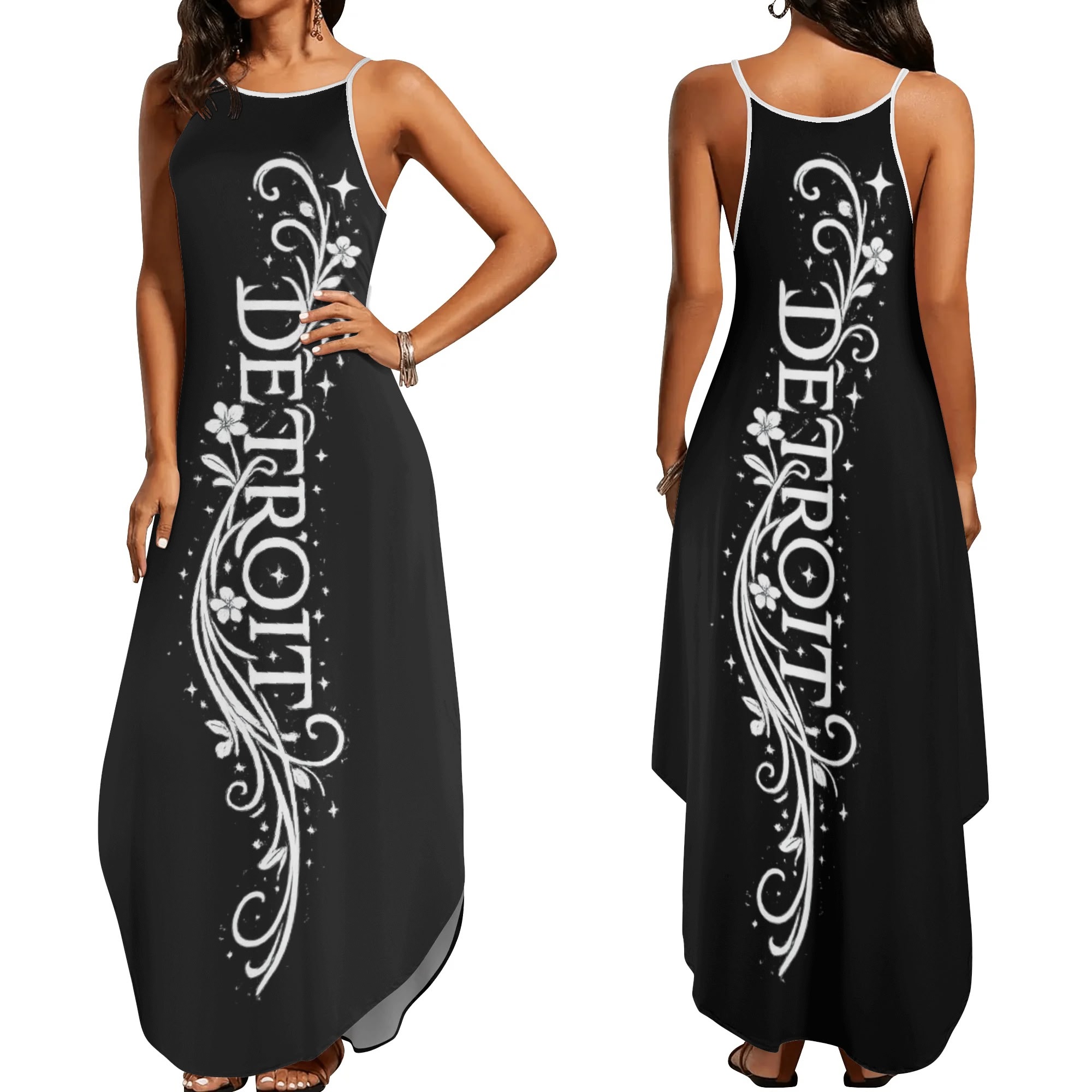 "This Is Detroit" Sleeveless Evening Dress (Black) - Image 3