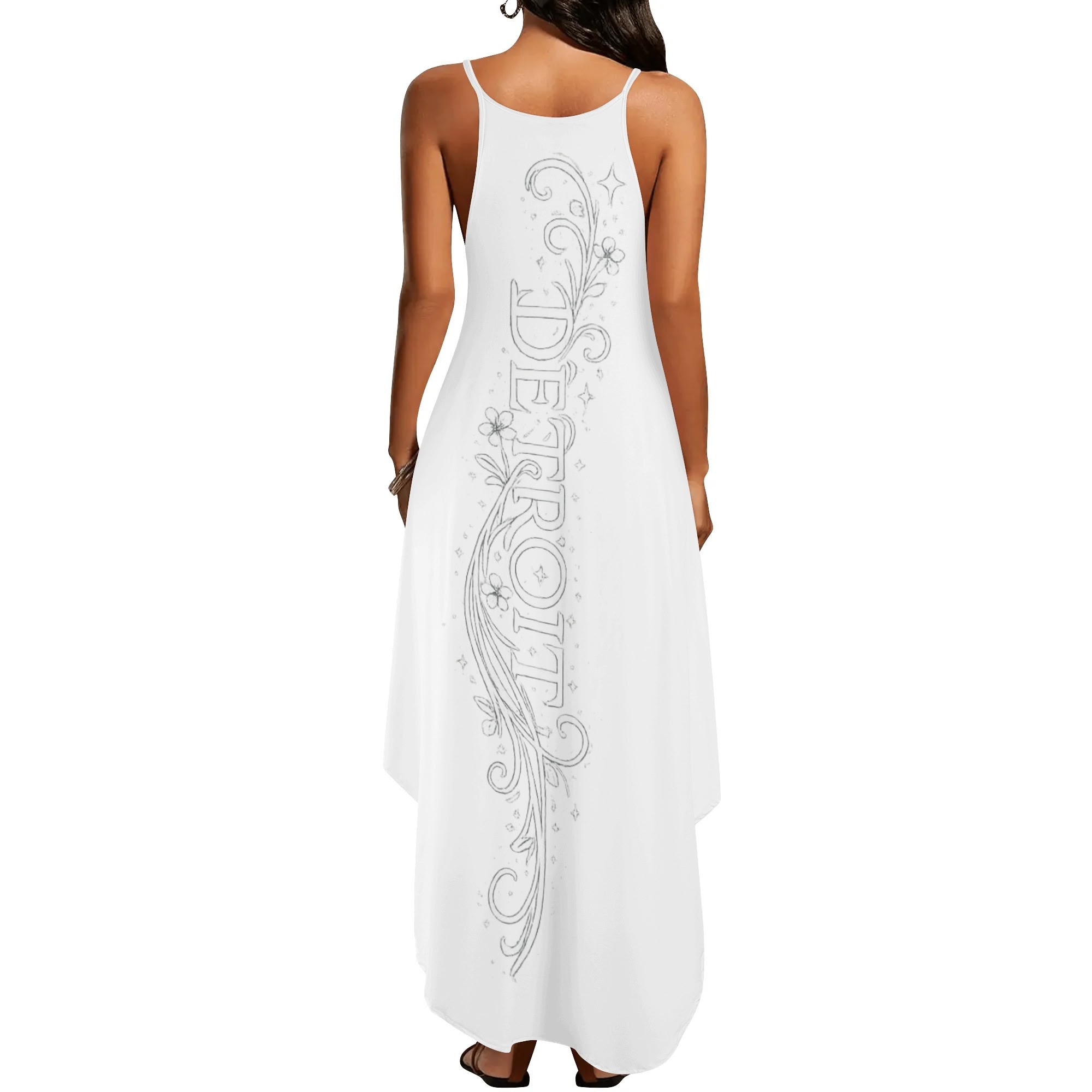 "This Is Detroit" Sleeveless Evening Dress (White) - Image 2
